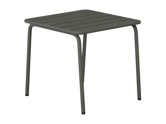 Salon de jardin en métal - 2 fauteuils bas empilables et une table d'appoint carrée - Gris anthracite - MIRMANDE de MYLIA