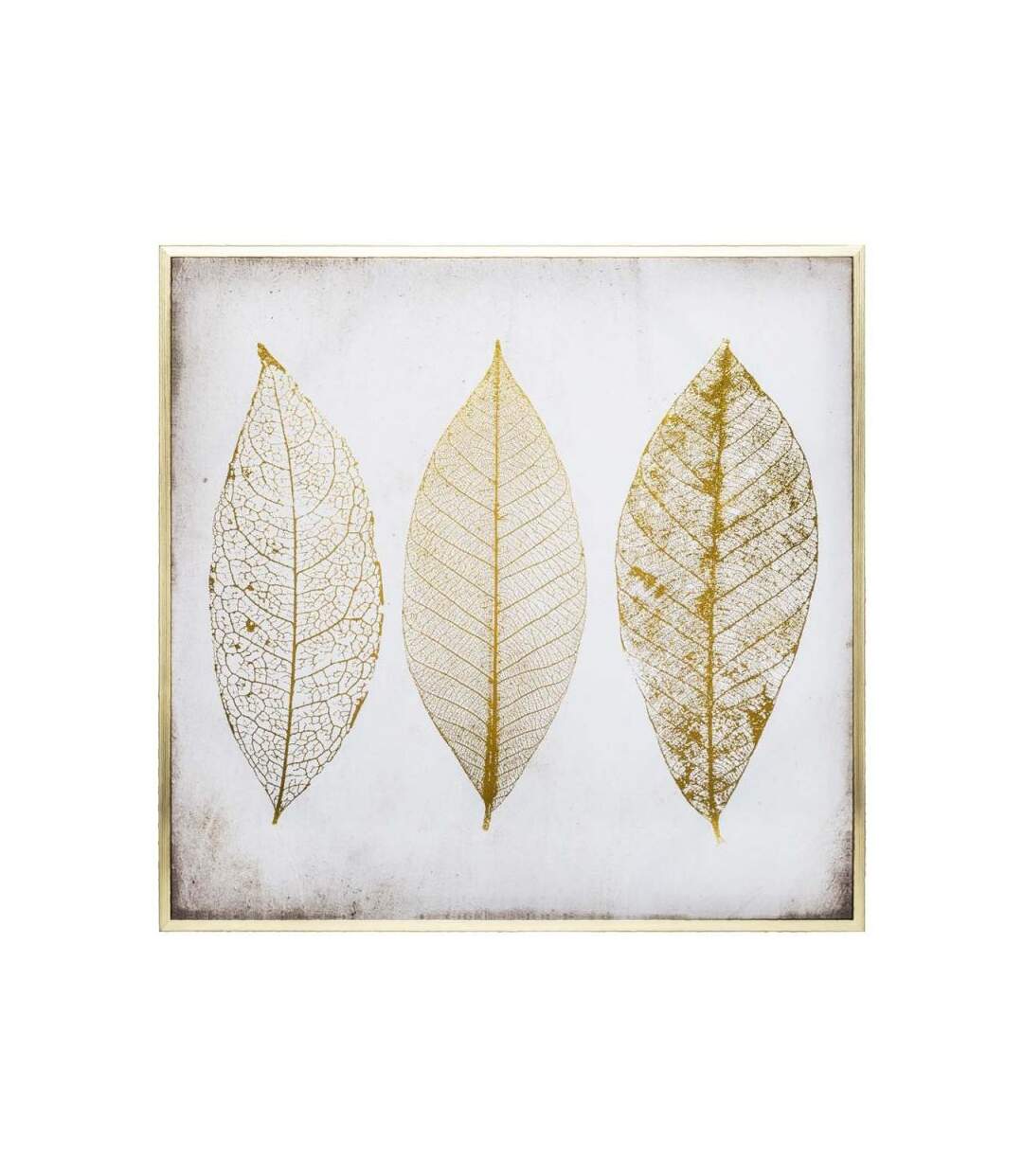 Cadre Déco Imprimé Feuilles 58x58cm Or