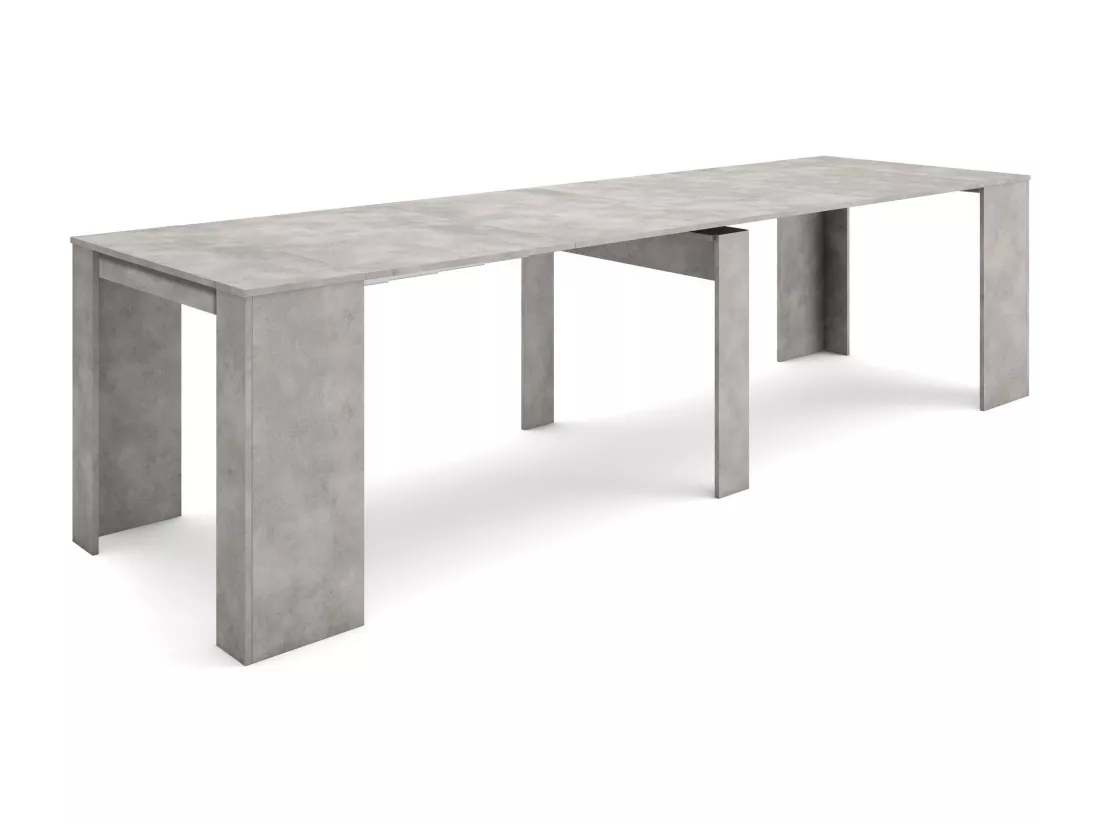 Table console extensible, 300 cm, Pour 14 personnes, Table à Manger, Ciment