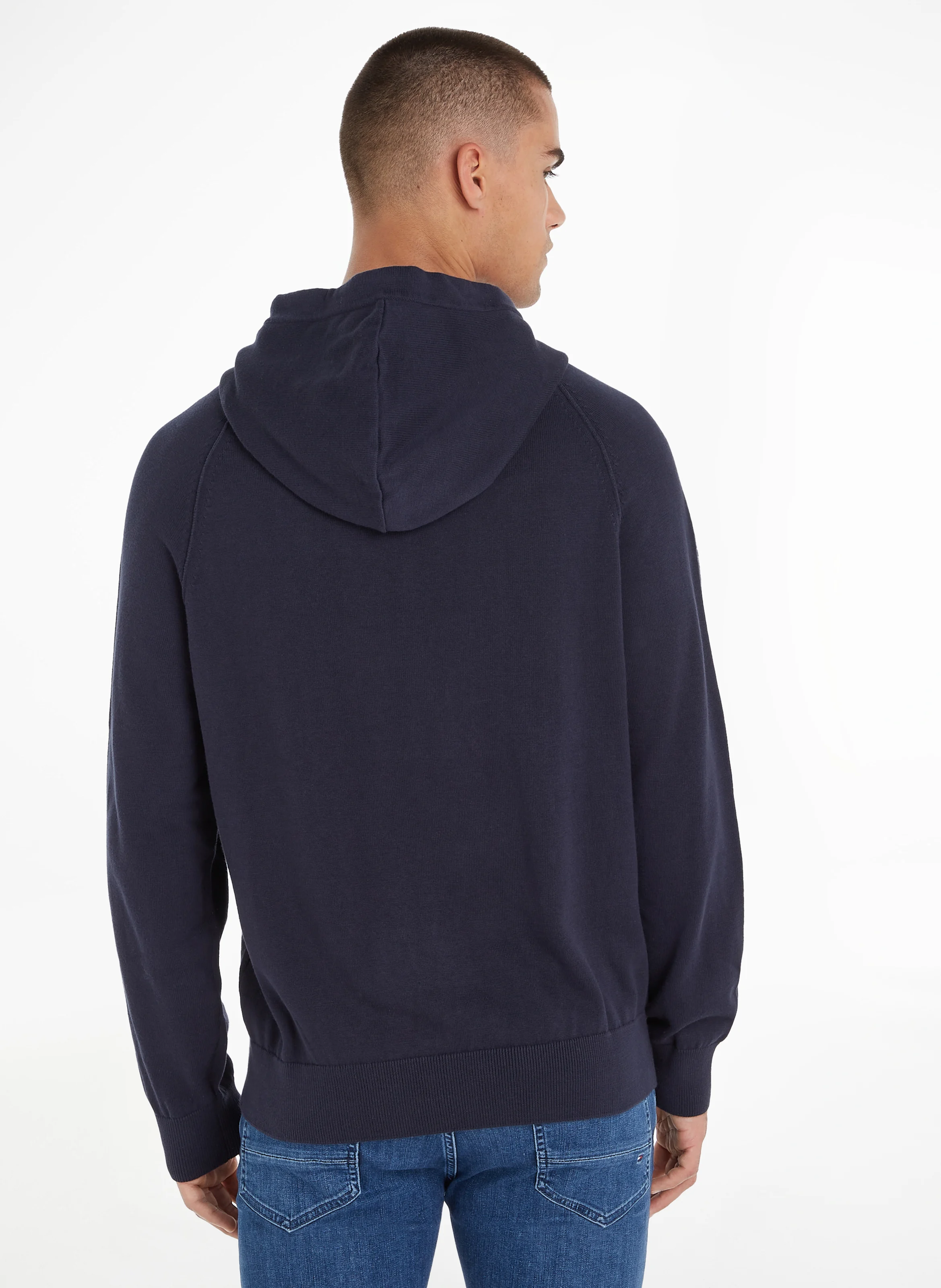 Sweat à capuche brodé en coton bio | Bleu