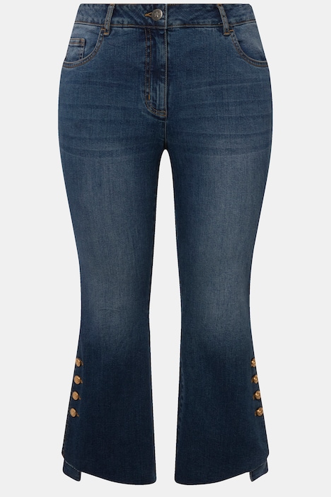 Bootcut-Jeans, flared Fit, 5-Pocket, Saumschlitze mit Goldknöpfen