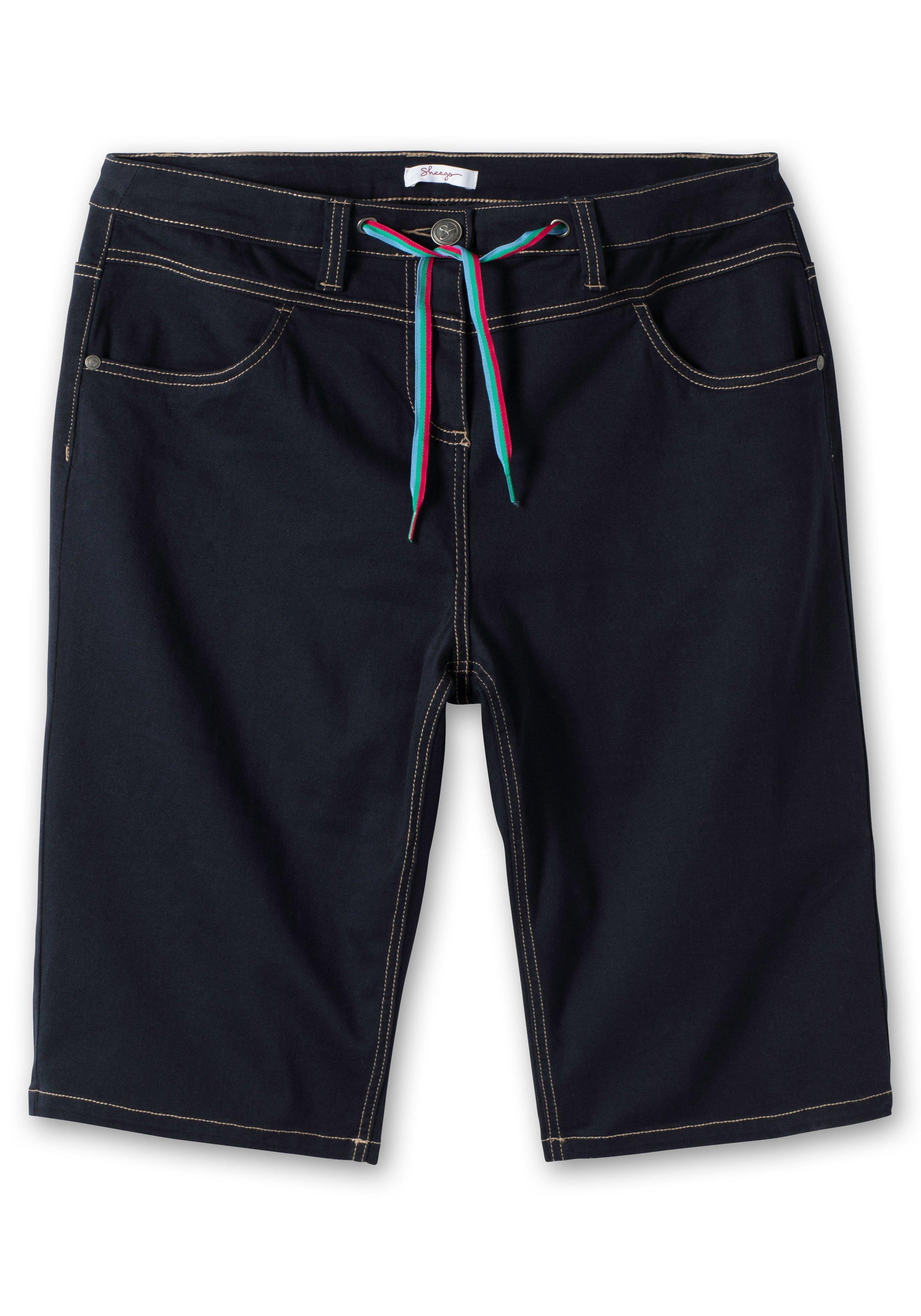 Twill-Bermudas mit kontrastfarbenem Bindebändchen