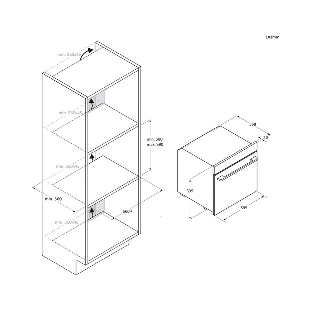 Candy CA6NP5B3YTB Einbaubackofen 230V