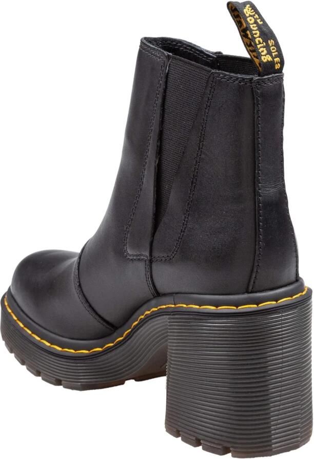Dr. Martens Zwarte Leren Laarzen met Elastische Inzetstukken Black Dames