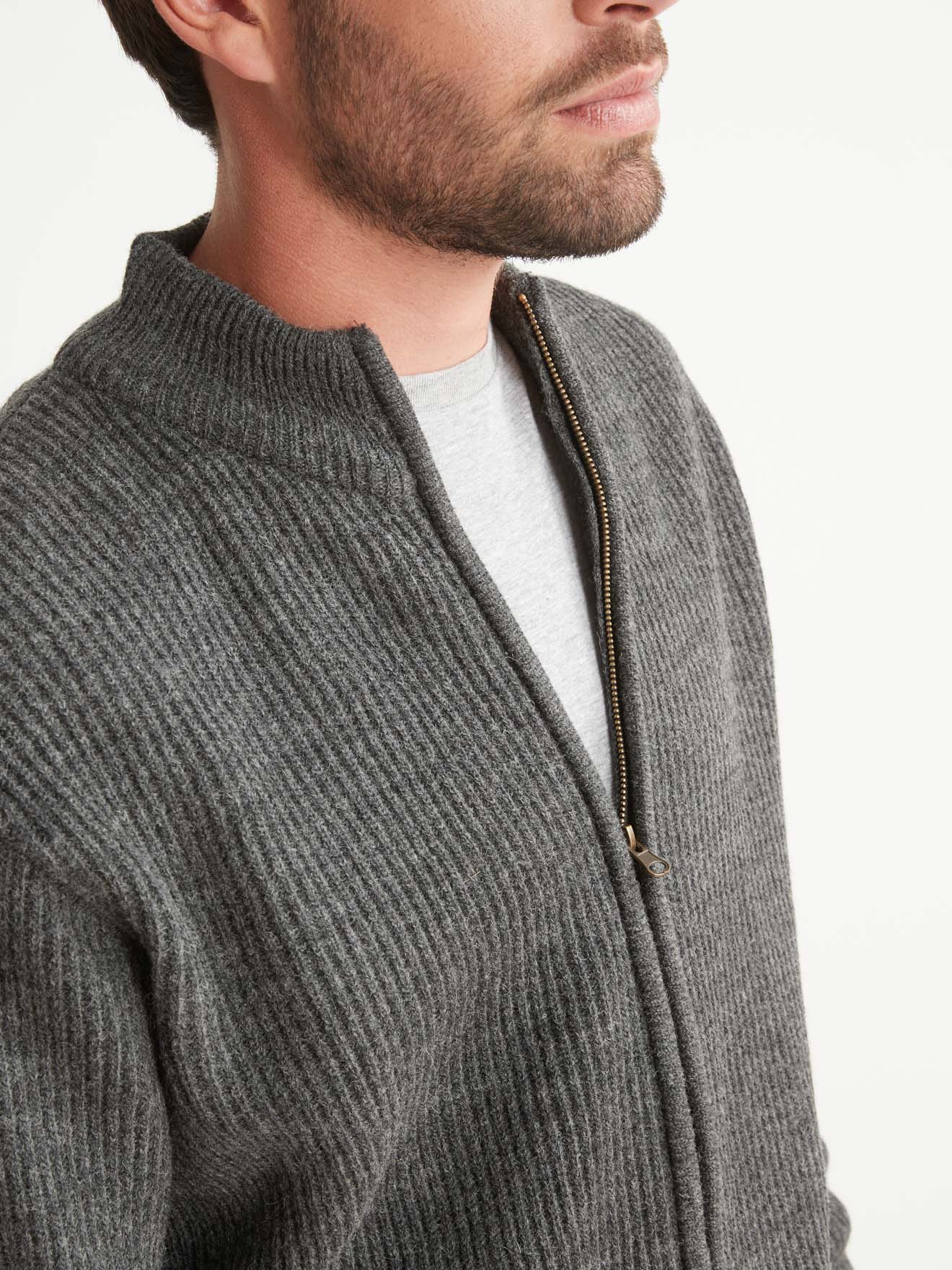 Gilet zippé en côtes anglaises