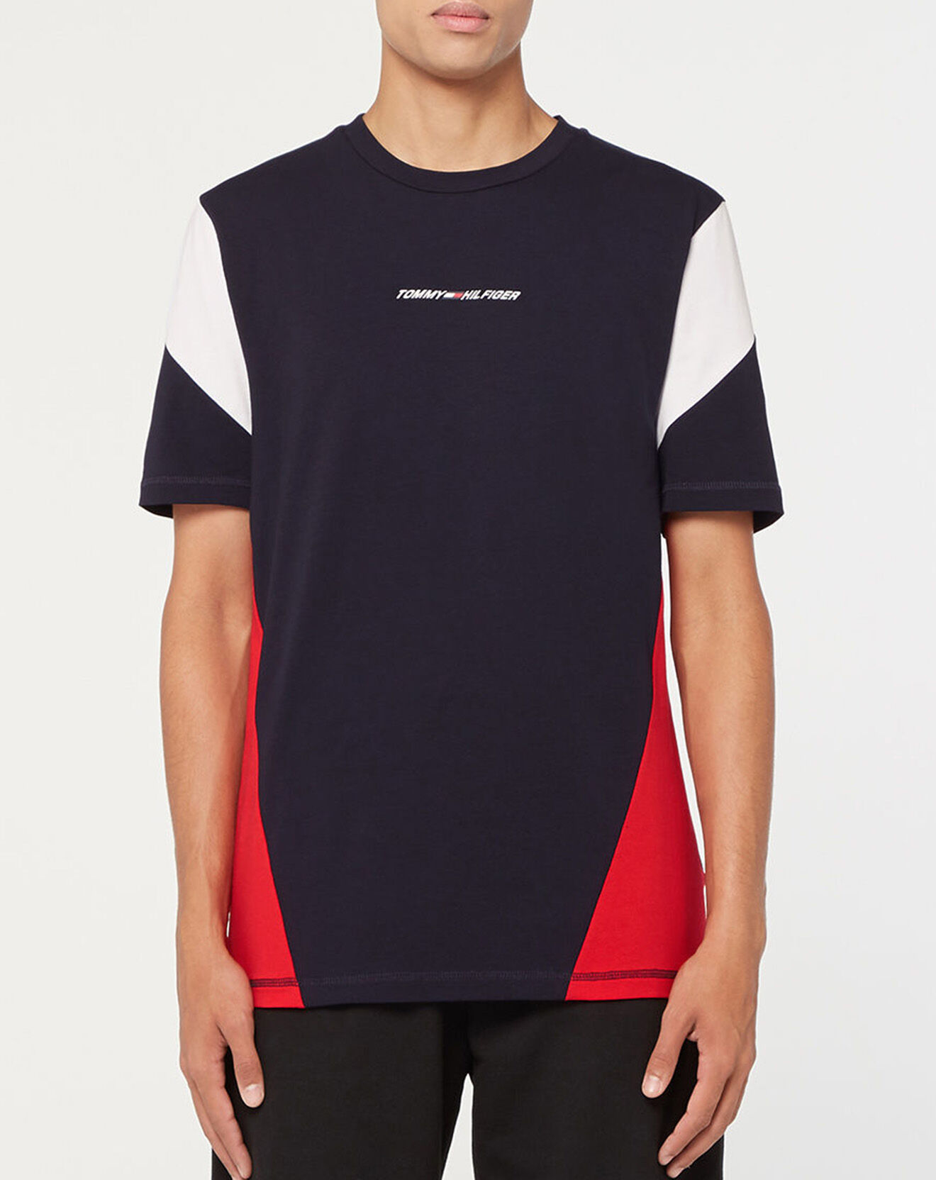 Tommy Hilfiger T-Shirt en Coton Bio mélangé Blocked Seasonal Sport bleu marine