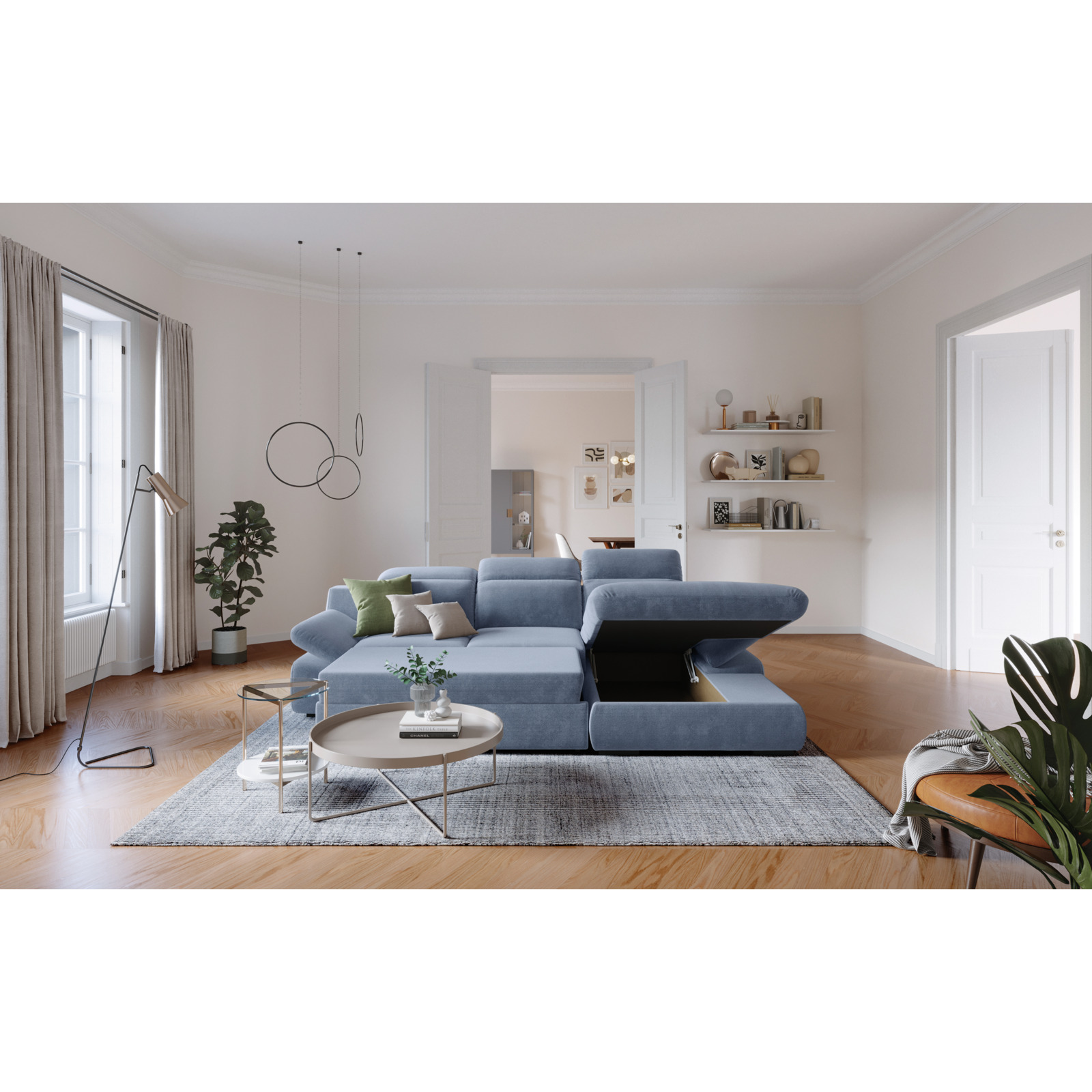 Ecksofa Lorena Stoff, Recamière rechts
