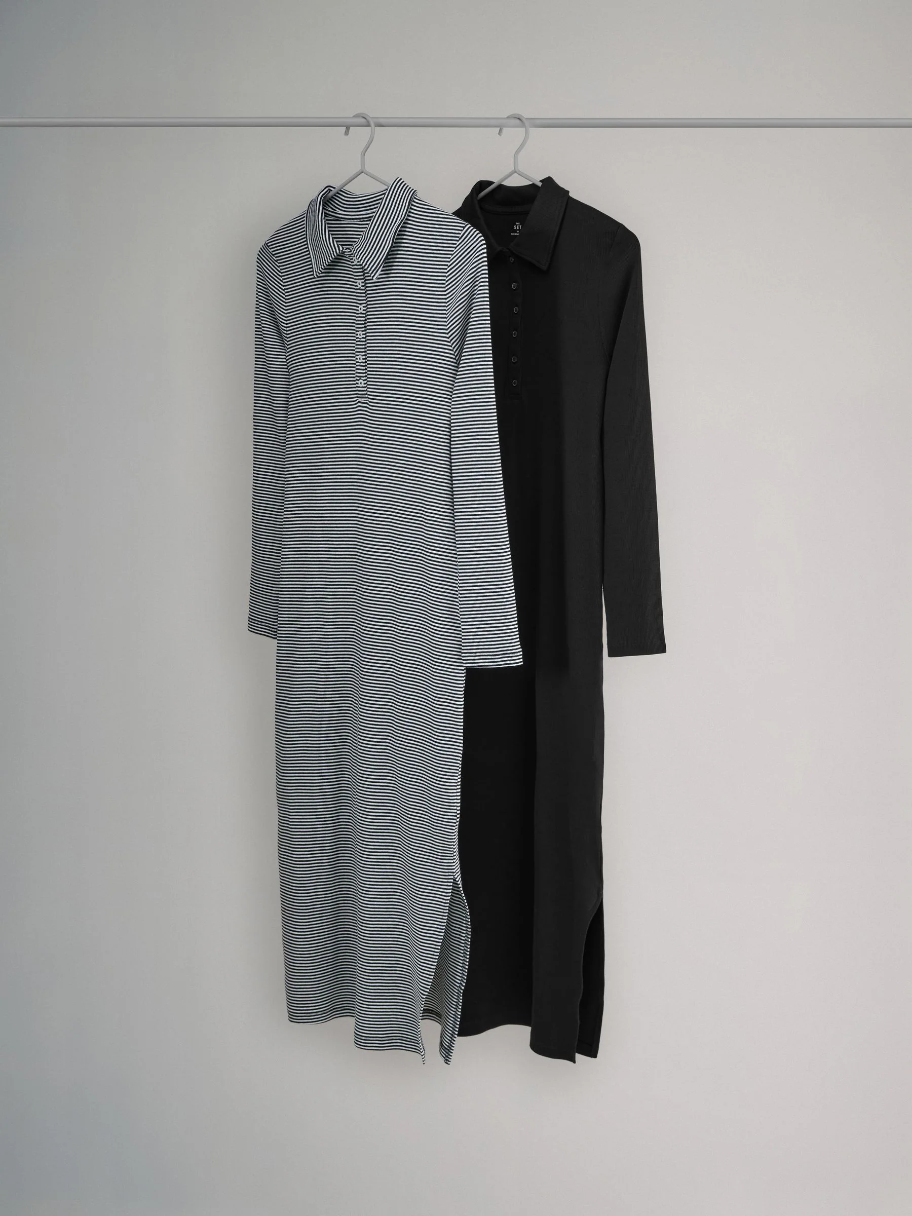 The Set 2 Pack Collared Rib Midi Dresses