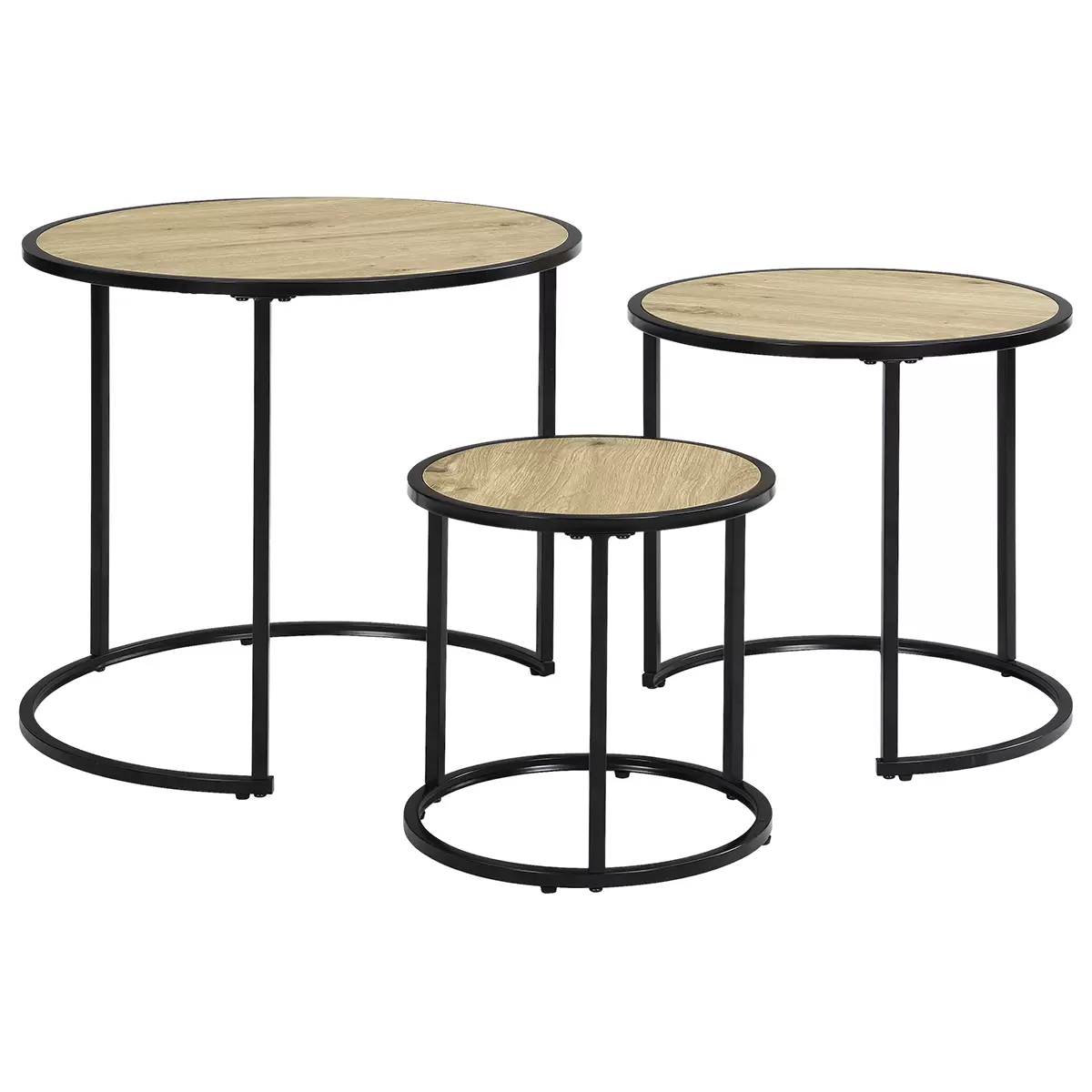 Beistelltisch 3er Set Milan III Artisan Eiche,schwarz