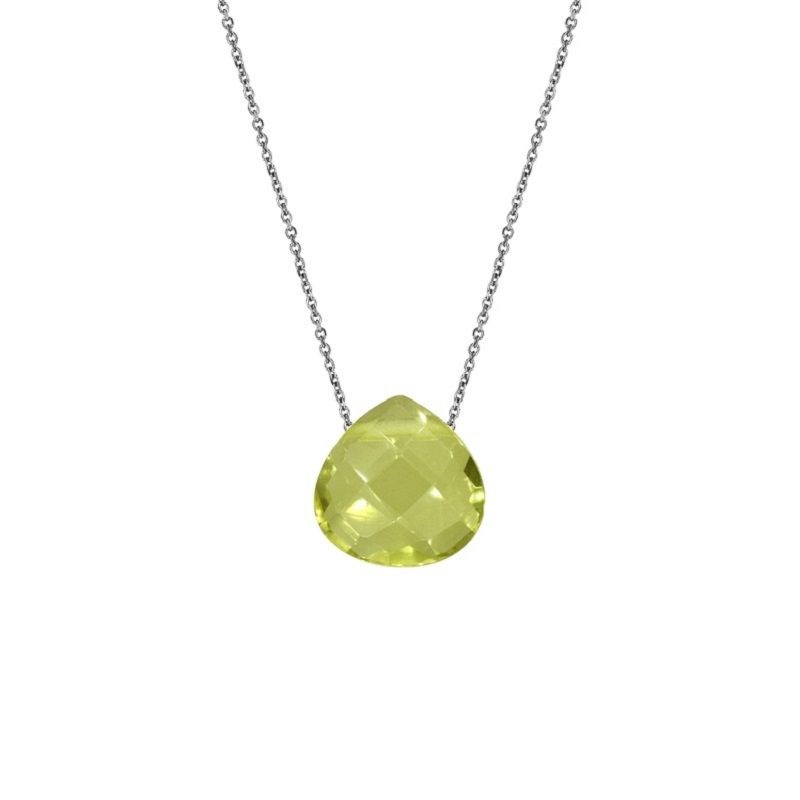Collier argent 925 Quartz jaune naturelle