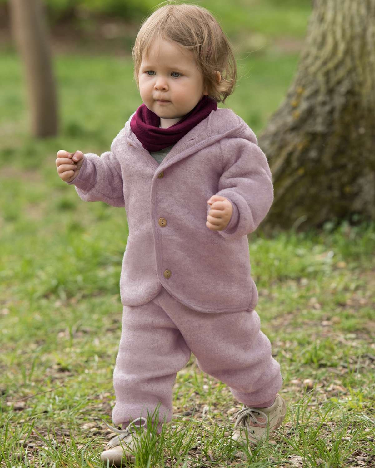 Ulljakke i tykk Ullfleece – 100% Merino, Ubehandlet Ull | Baby Jacket Hooded