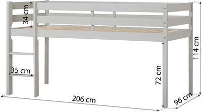 Hoppekids ECO Comfort  Halvhøy Loftseng 90x200, Dove Grey