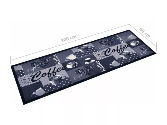 Tapis de cuisine lavable Bleu café 60x300 cm