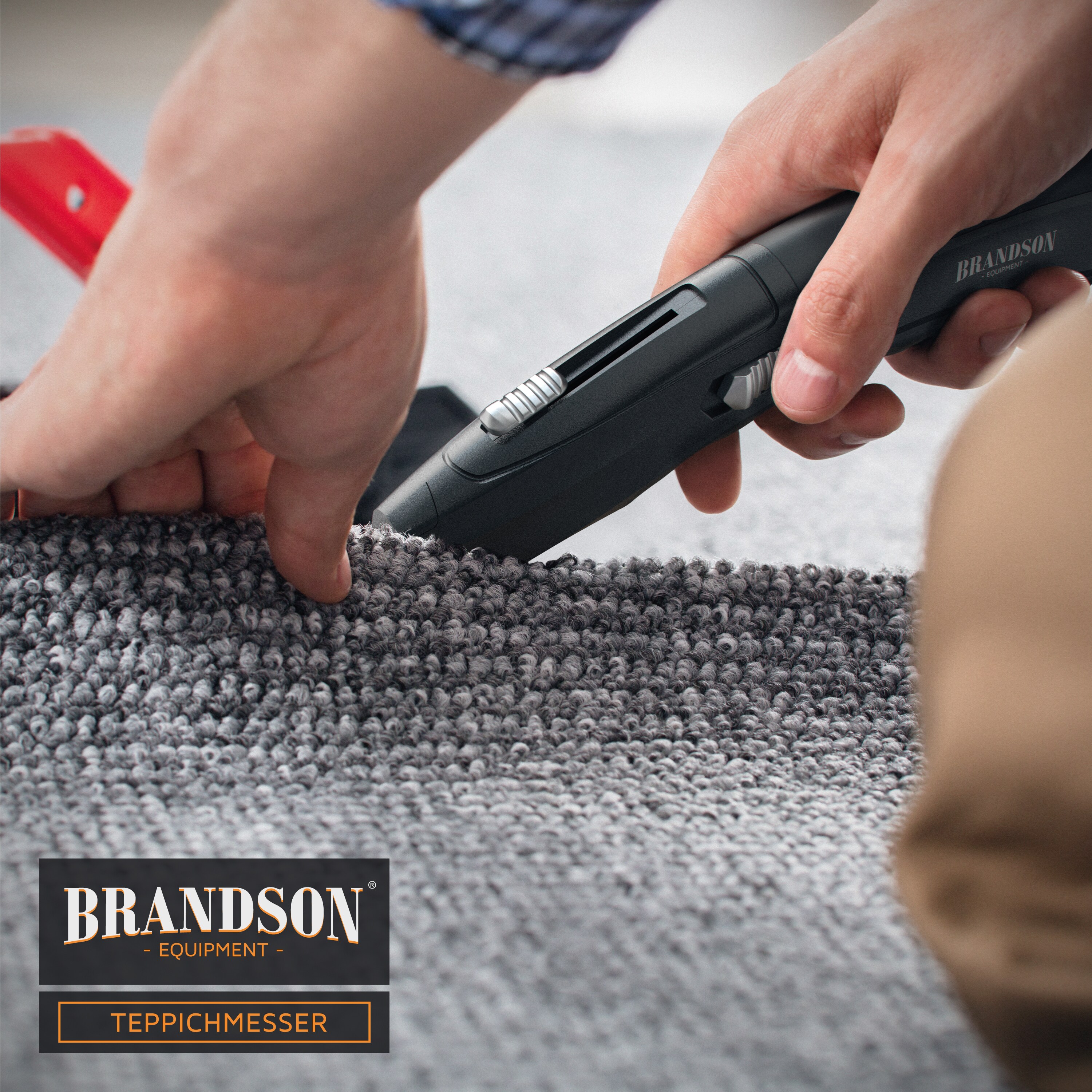 Brandson Teppichmesser zinklegiertes Gehäuse - Kartonmesser - Profi Messer - Cuttermesser - inkl. Ersatzklingen im Magazin - Trapezklingen SK5 Klingen