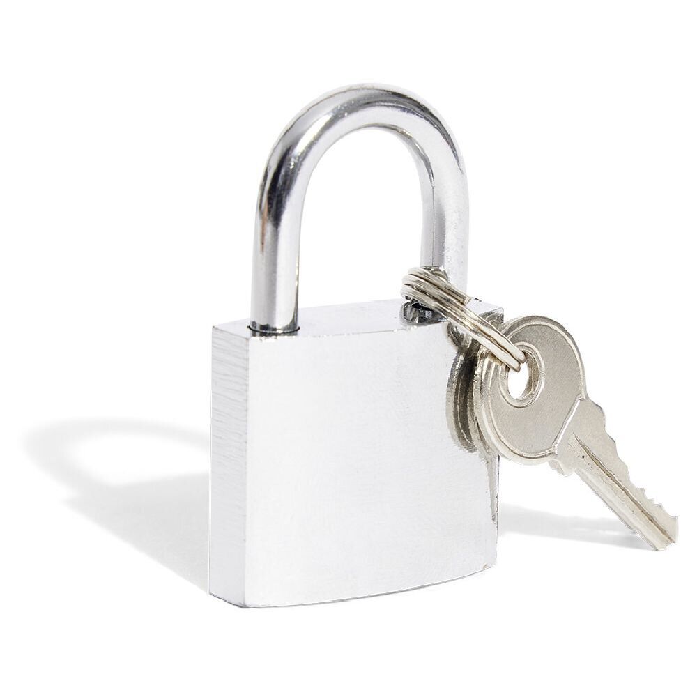 Cadenas en acier gris chromé de 32 mm - 2 clés