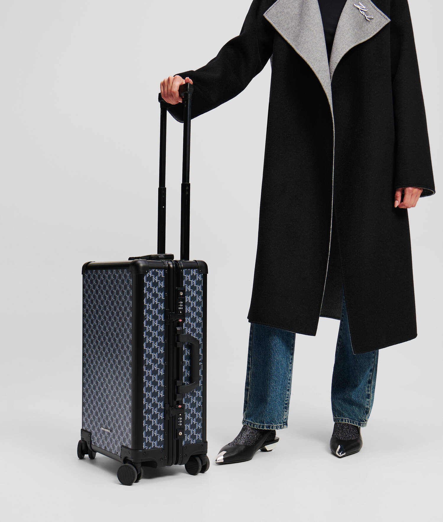 VALISE À ROULETTES RIGIDE K/VOYAGE - Monogramme bleu marine