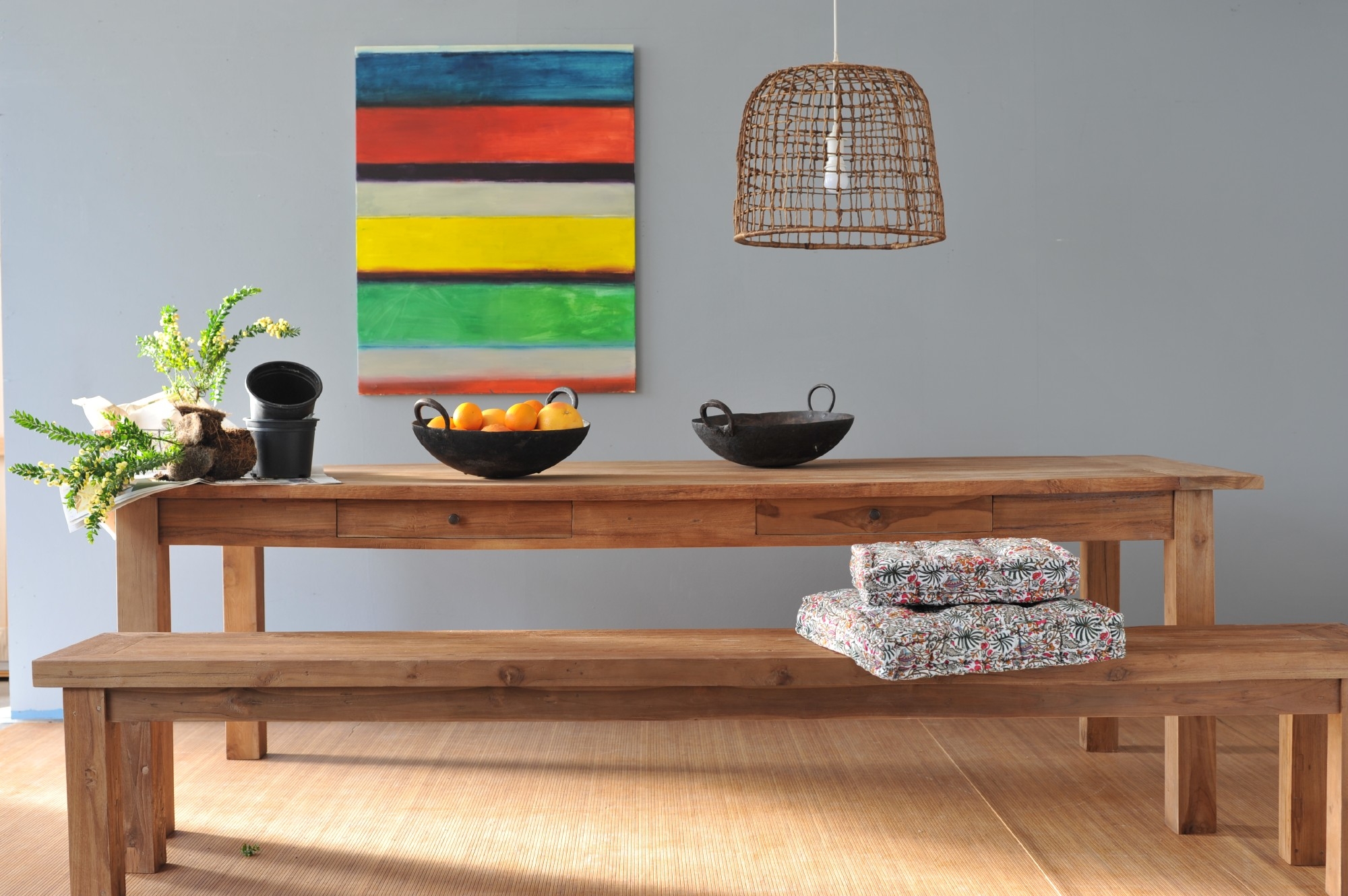 Holzbank aus recyceltem 'Teak', natur, L 180 cm, B 35 cm, H 47 cm von fischer's lagerhaus
