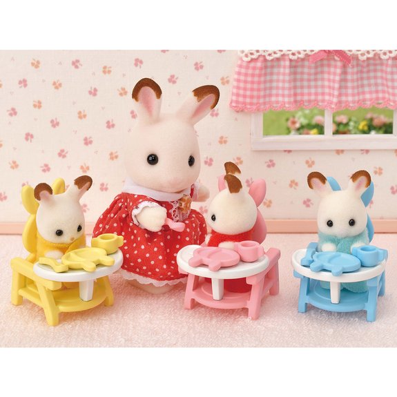 Les triplés lapin chocolat et accessoires puériculture - Sylvanian Families 5532