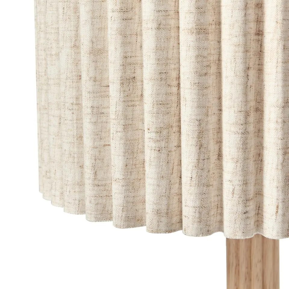 BELESSA - Tafellamp - Lichtbeige - Rubberhout