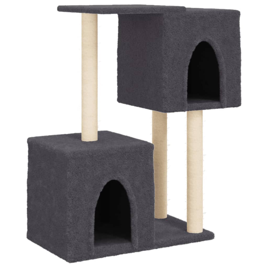 Arranhador para gatos vidaXL com hastes de sisal cinza escuro, 86 cm