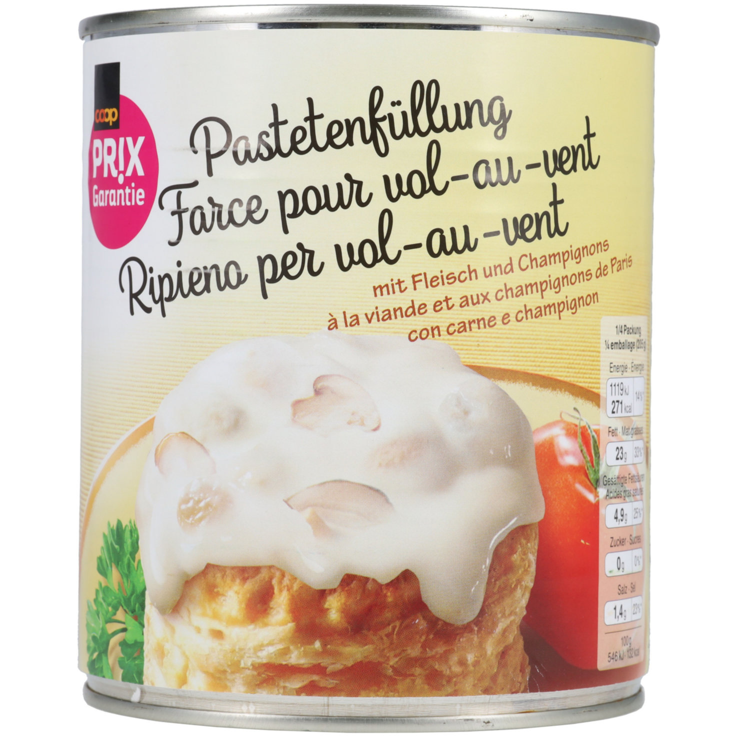 Prix Garantie Pastetenfüllung