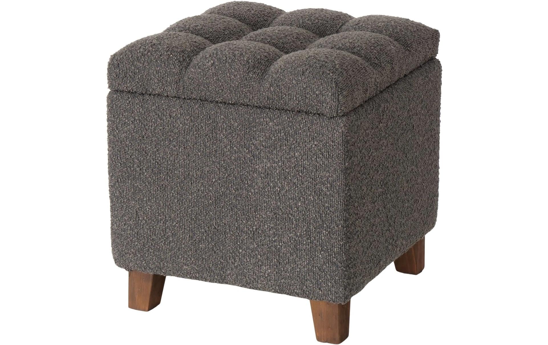 Hocker Palur MDF/Kiefer, DunkelgrauHandgewebter Sitzhocker
