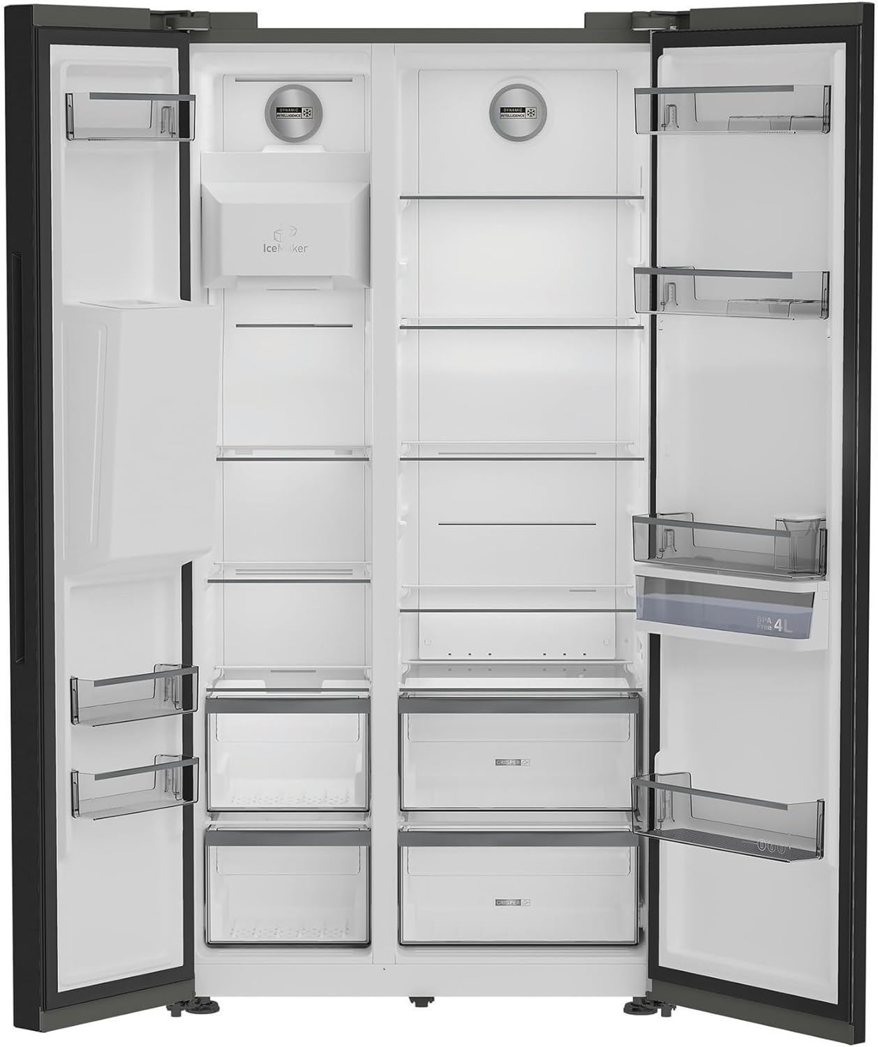 Bauknecht SBS IW D90 BLACK Side by Side Kühl-Gefrierkombination/Inverter Kompressor/Wasser- und Eiswürfelspender/FreshShield/ElegantFit/Dual Cool Total NoFrost