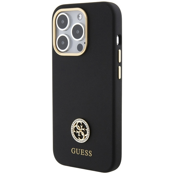 iPhone 15 Pro Hardcase Hülle Strass Metall Logo (GUHCP15LM4DGPK) - Schwarz / Gold