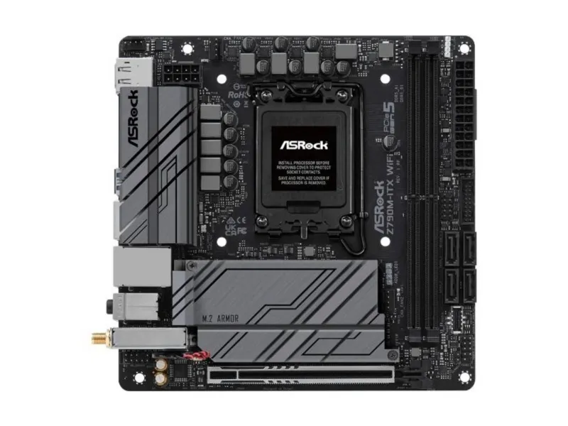ASRock Z790M-ITX WiFi - Bundkort - mini ITX - LGA1700 sokkel - Z790 Chipset - Bluetooth, 2.5 Gigabit LAN, Wi-Fi 6, Gigabit LAN - onboard grafik (CPU påkrævet) - High Definition Audio (7.1-kanal)