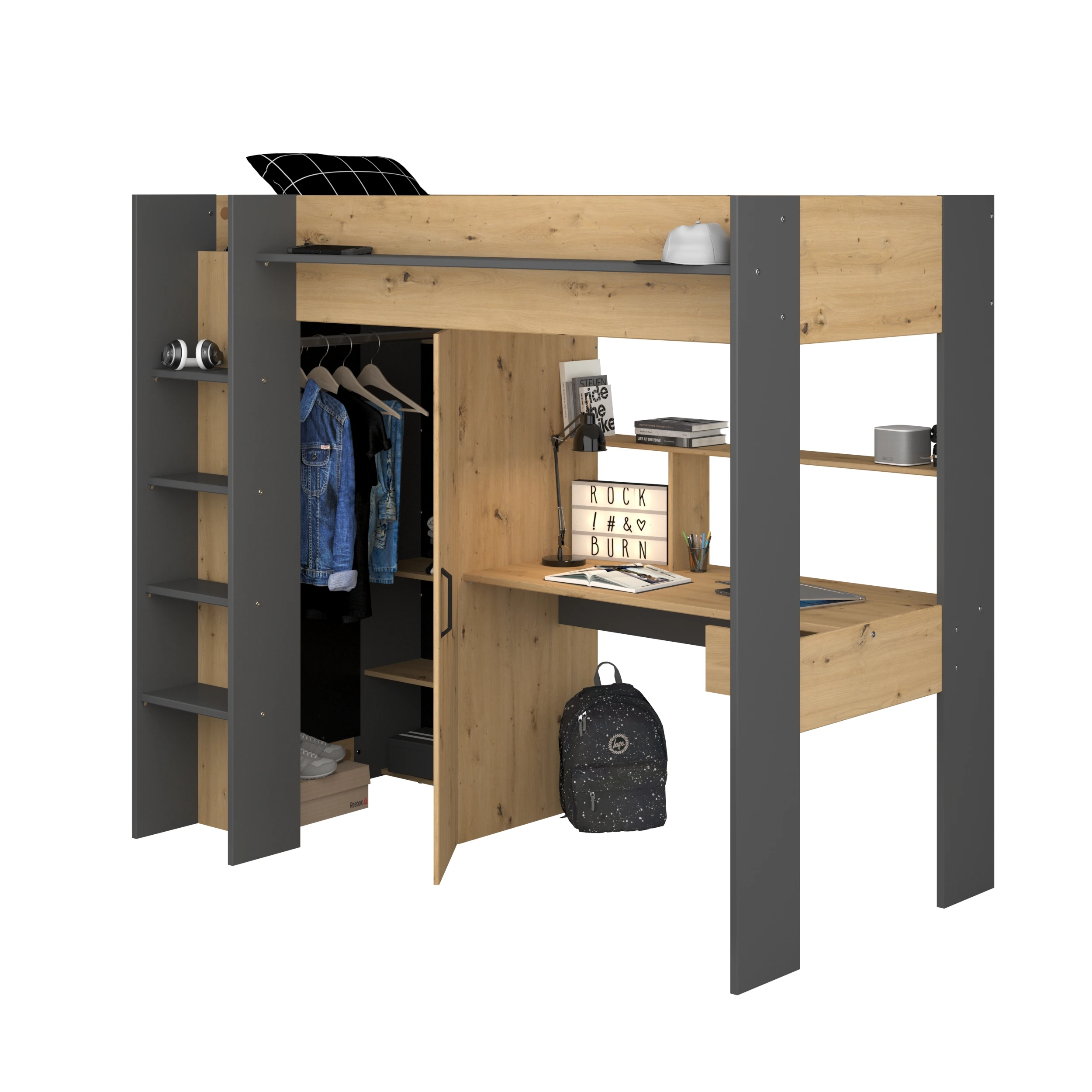 Parisot Hochbett Heavy Eiche Artisan