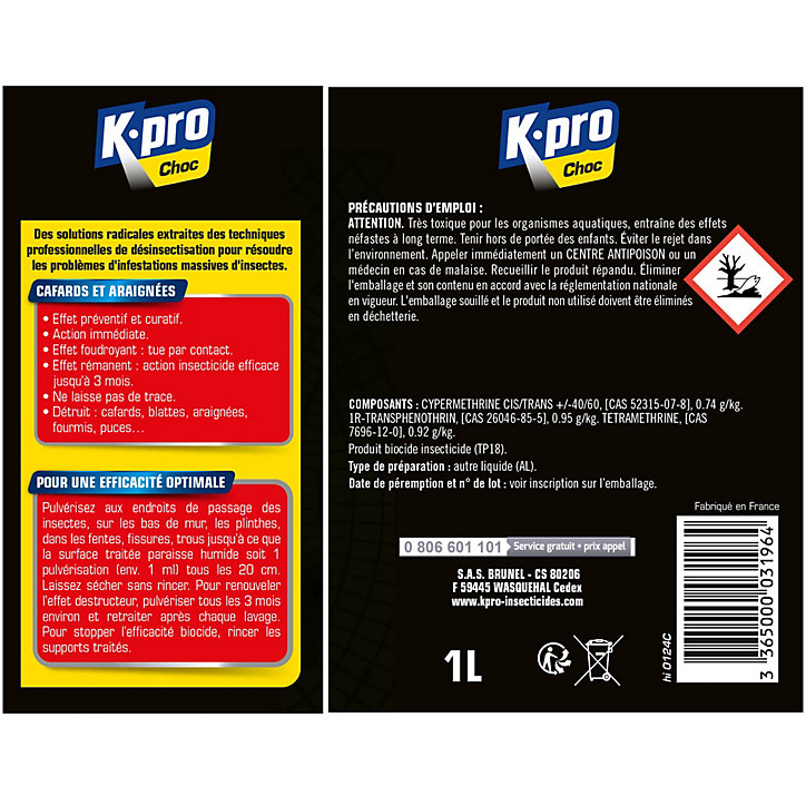 Pulvérisateur cafards et araignées Kapo 1L