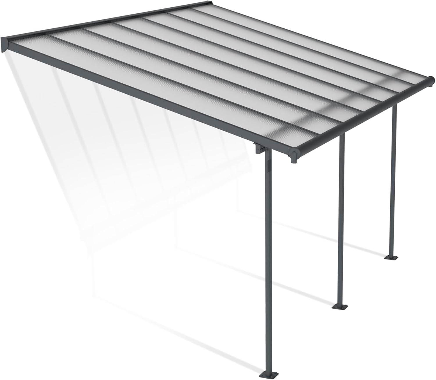Canopia by Palram Terrassenüberdachung Alu Sierra 3X4.25 Polycarbonat Hohlkammerplatten Pergola 434 x 295 cm Grau zur Überdachung ihrer Terrasse