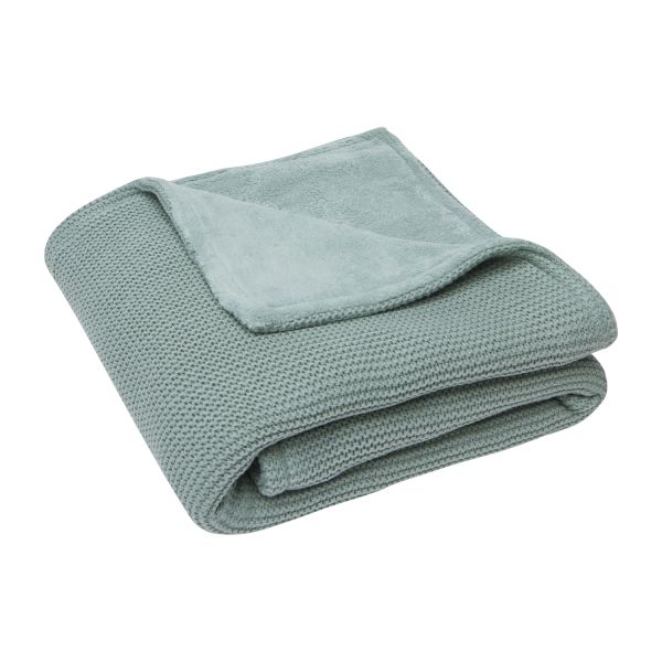 Jollein Basic Knit Ledikantdeken 100 x 150 cm Forest Green / Fleece