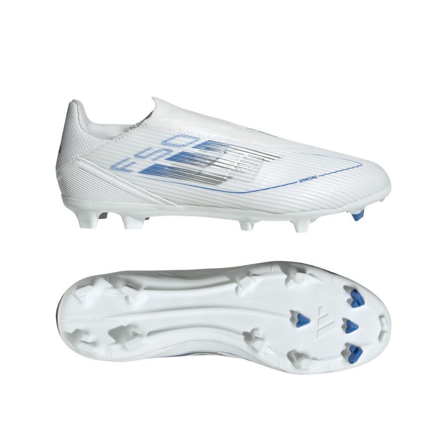 adidas F50 League Laceless FG/AG Polar Victory - Blanc/Argenté/Bleu