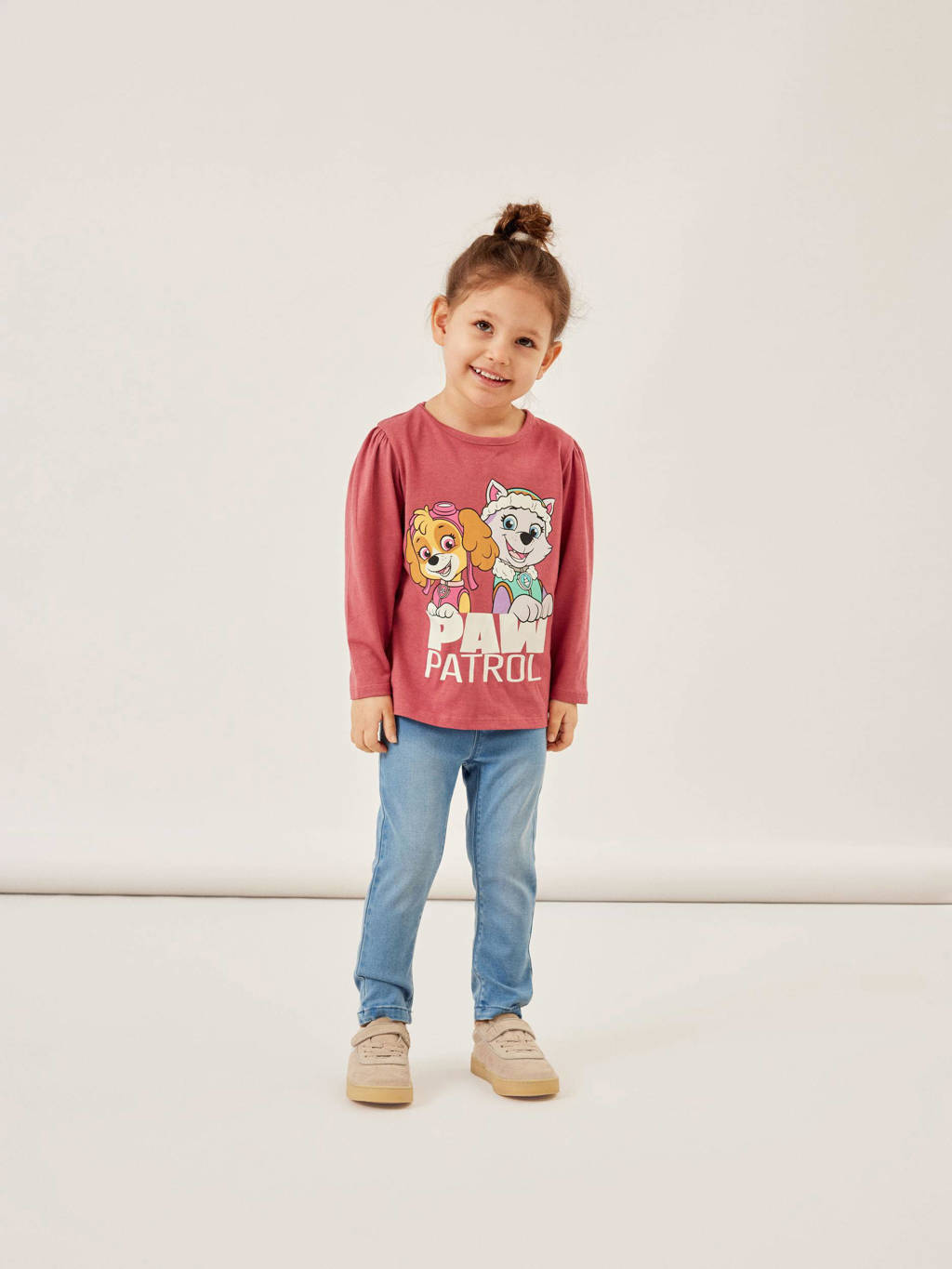 NAME IT Paw Patrol longsleeve NMFNOMI met printopdruk donkerroze