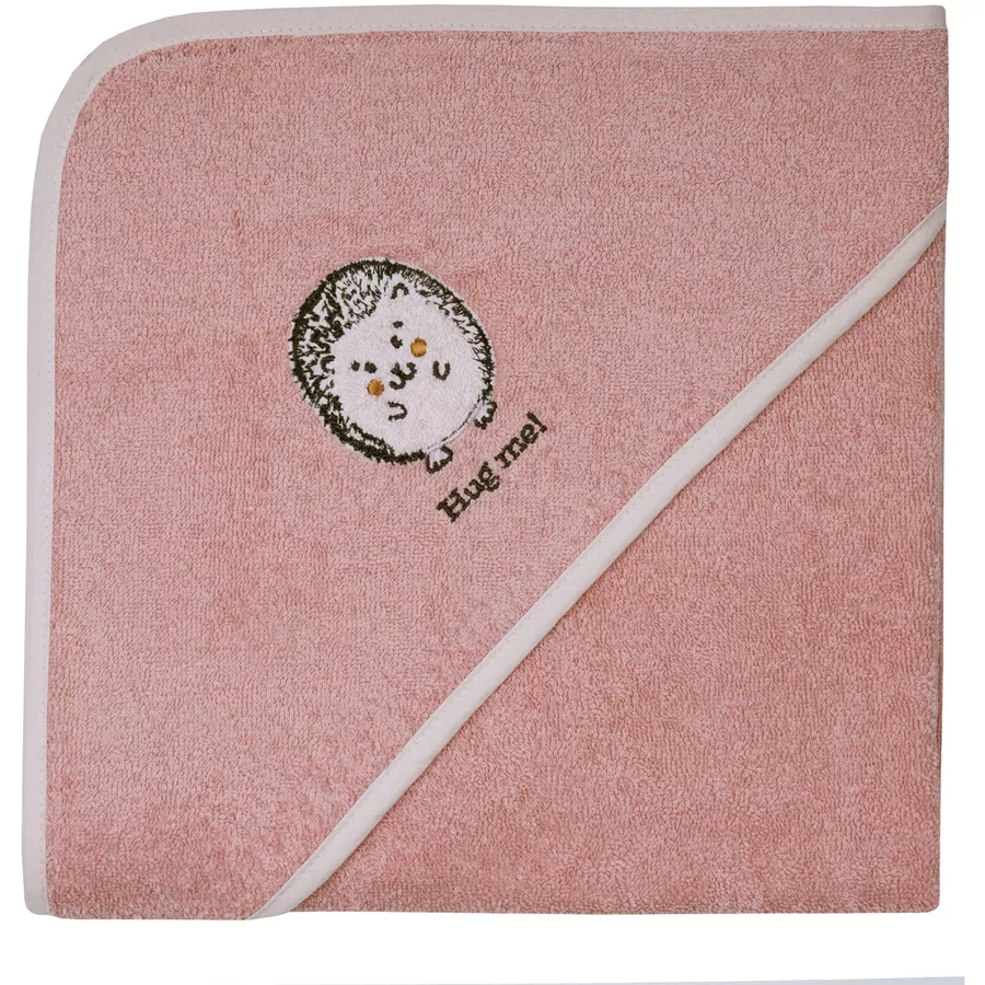 WÖRNER SÜDFROTTIER Set aus Waschhandschuh + Kapuzenbadetuch Igel rosa