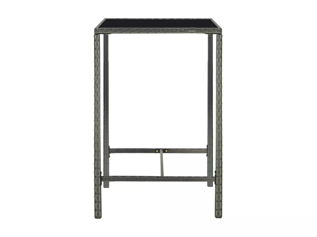 Prolenta Premium - Table de bar de jardin Gris 70x70x110cm Résine tressée et verre