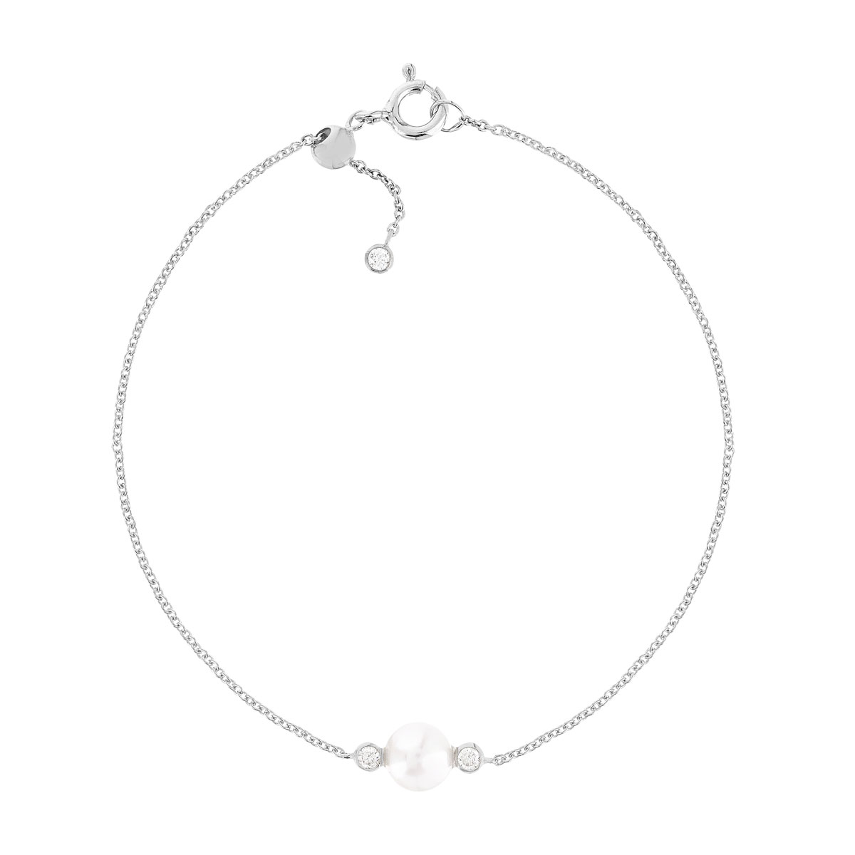 Bracelet argent 925 perle de culture zirconias 19 cm