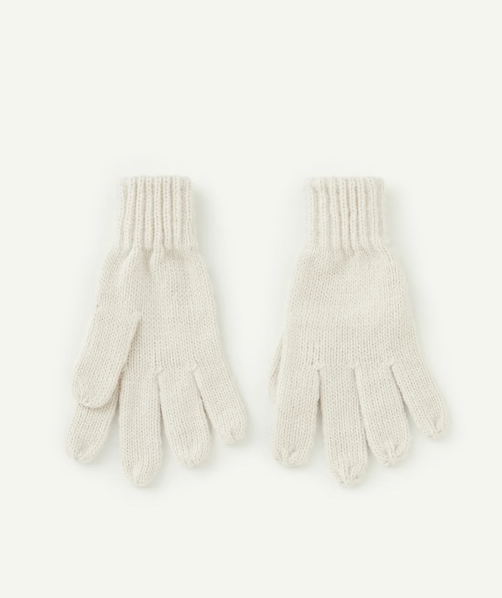 PAIRE DE GANTS FILLE EN FIBRES RECYCLÉES ÉCRU