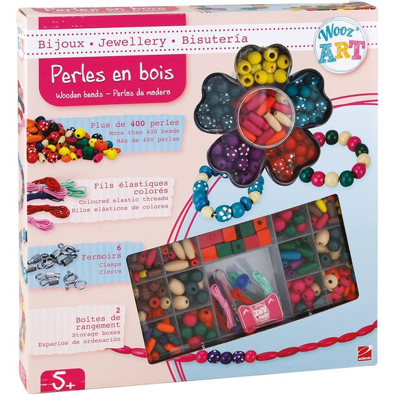 2 coffrets de perles en bois