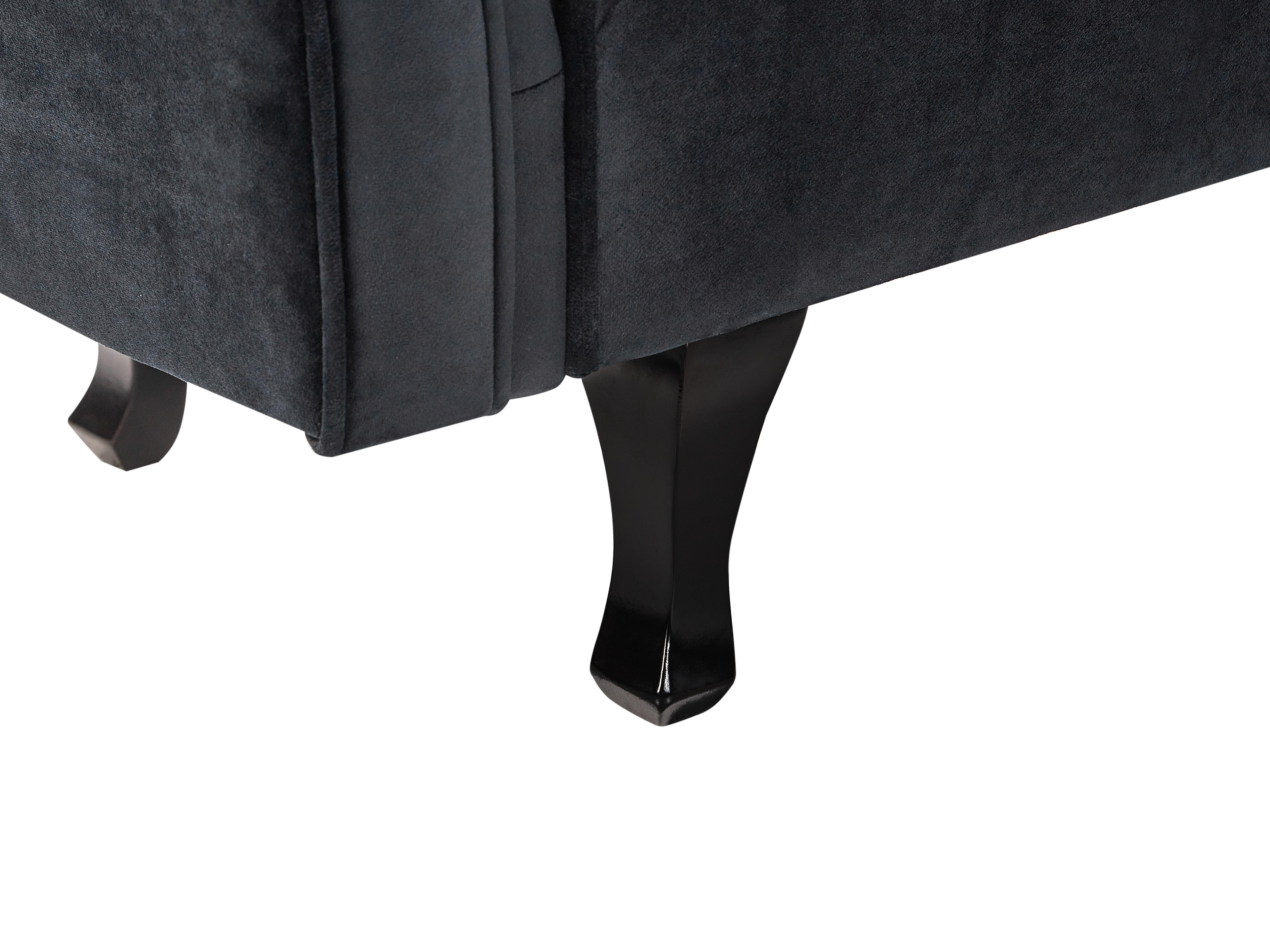 Rechtszijdige chaise longue LATTES II Fluweel Zwart met kussen