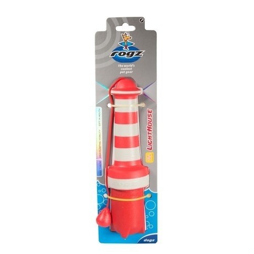 Brinquedo flutuante em formato de farol para cães, vermelho/branco