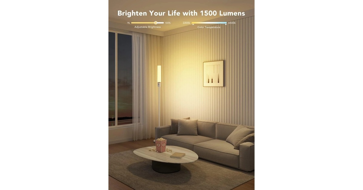 GoveeRGBICWW Cylinder Floor Lamp sfeerverlichting  (Zwart, 2,4GHz wifi + Bluetooth)