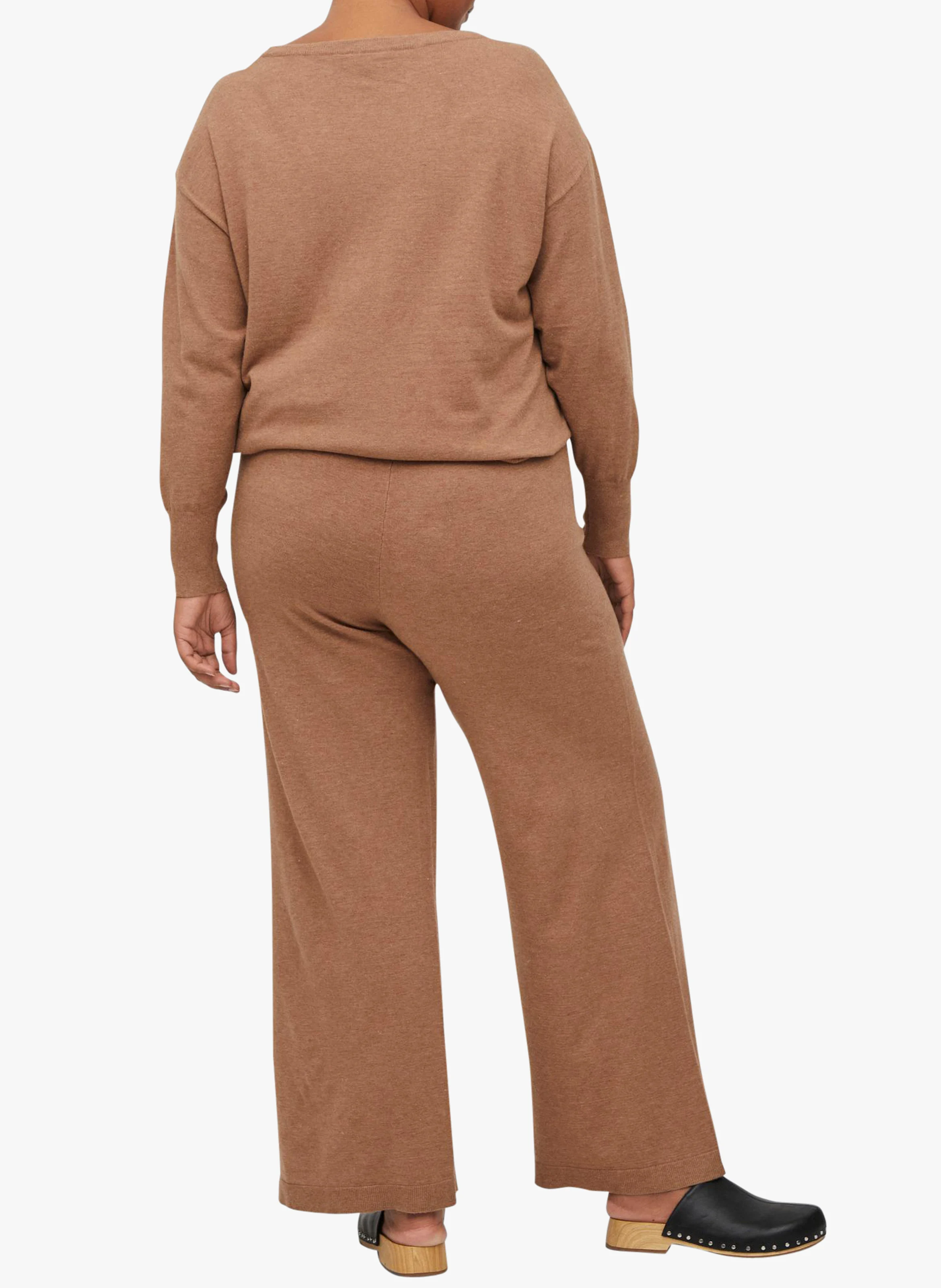 Pantalon large en maille | Marron