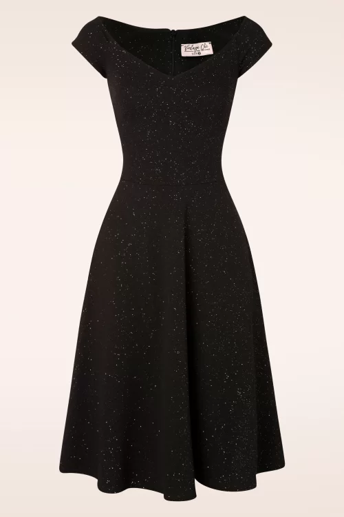 Vintage Chic for Topvintage Giorgia Glitter Swing Jurk in Zwart