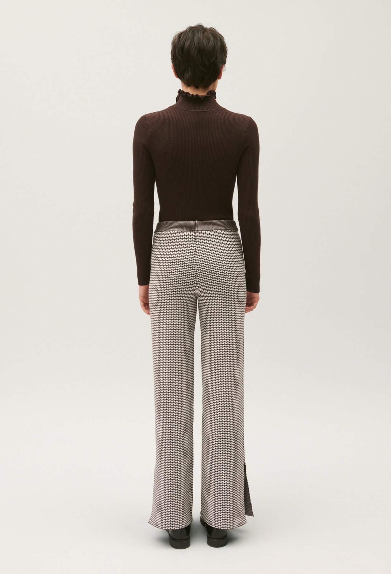 Pantalon maille jacquard bicolore