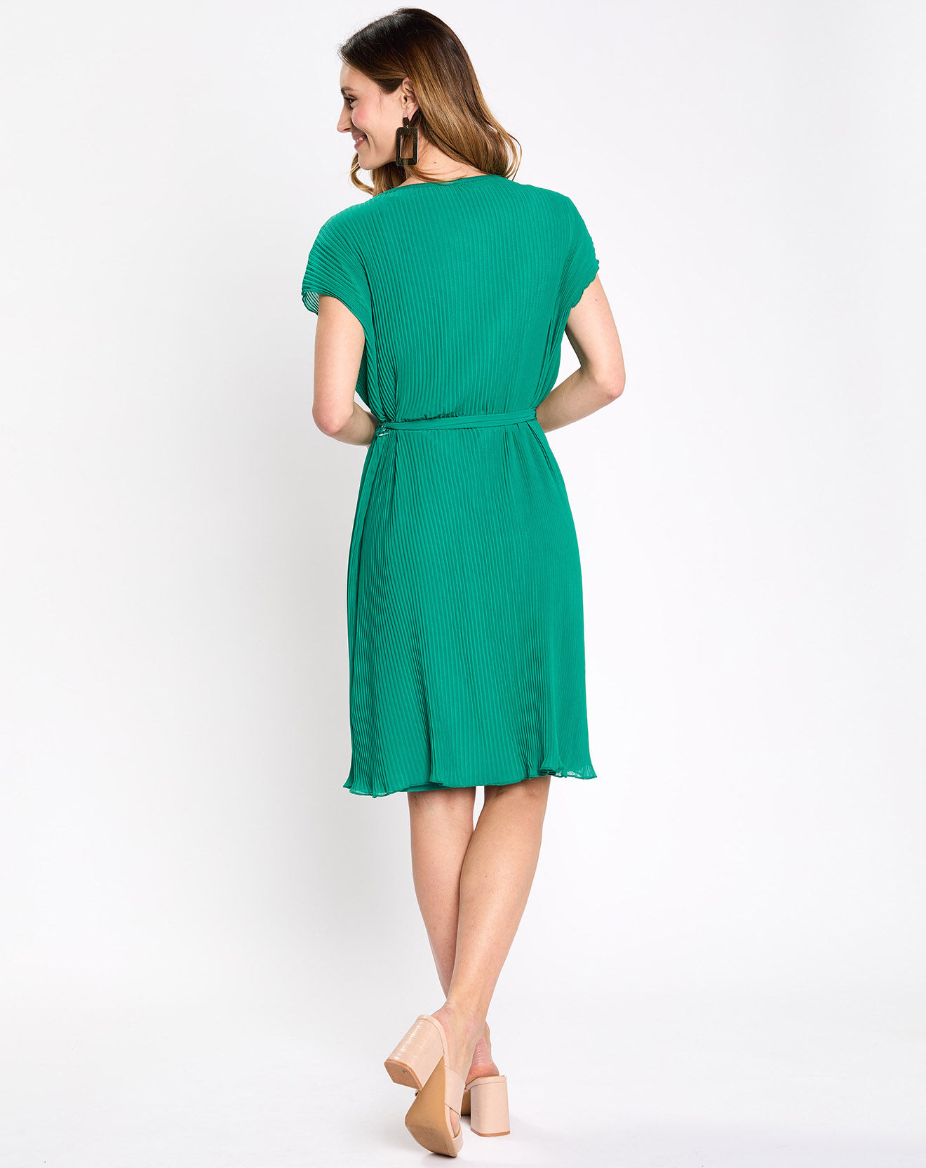 Esprit Robe plissée sans manches vert foncé