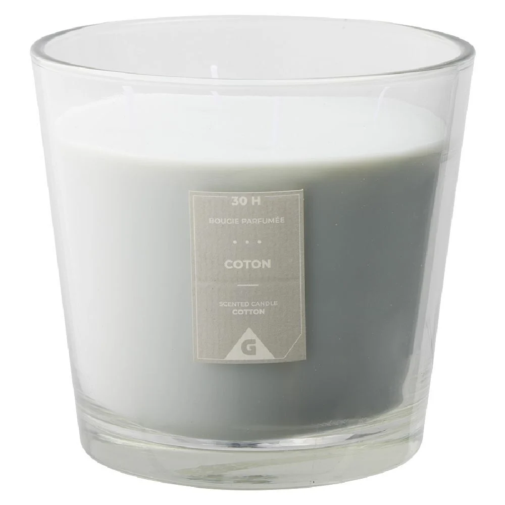 Bougie parfumée dans verre senteur coton Ø13,5xH12,5cm 30H