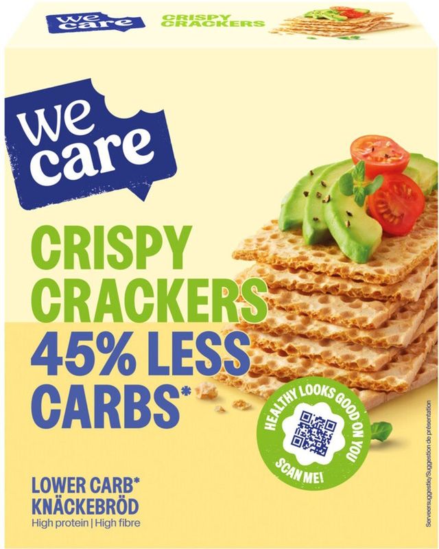 WeCare Lower Carb Crispy Crackers - Luchtige Knäckebröd - 45% Minder Koolhydraten