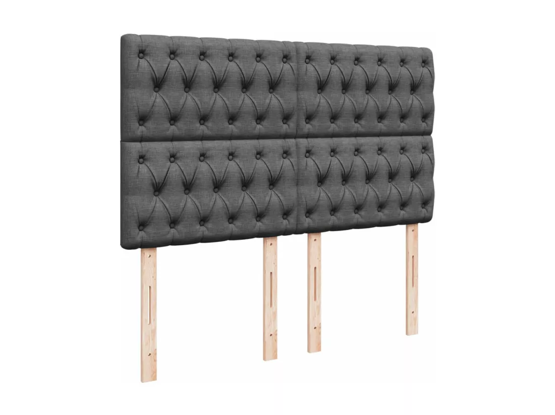 Sommier à lattes de lit avec matelas Gris foncé 140x190cm Tissu